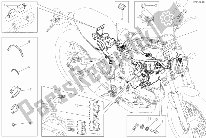 All parts for the Wiring Harness of the Ducati Scrambler Sixty2 Thailand USA 400 2017